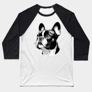 Stunning and Cool French Bulldog Monochrome and Gold Portrait for Father's Day Baseball T-Shirt